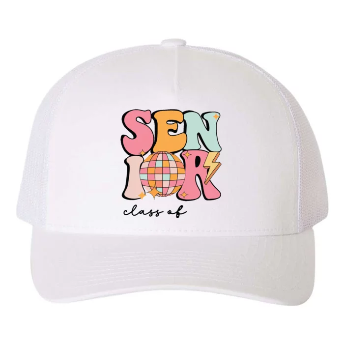 Senior 2025 Disco Ball Cute Retro Groovy Girl Yupoong Adult 5-Panel Trucker Hat