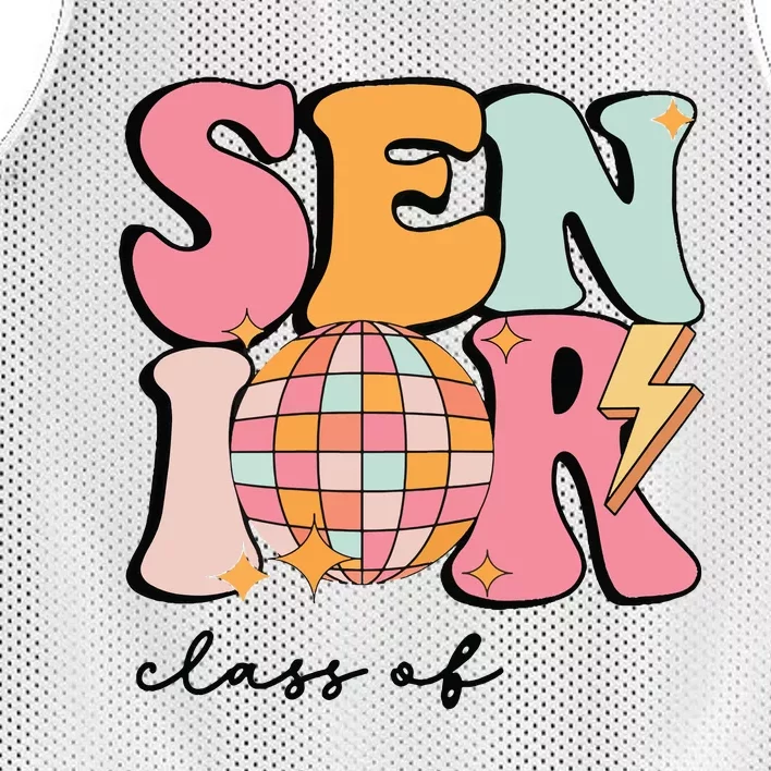 Senior 2025 Disco Ball Cute Retro Groovy Girl Mesh Reversible Basketball Jersey Tank