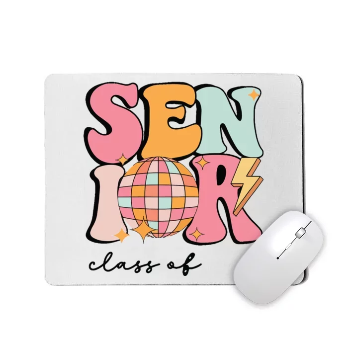 Senior 2025 Disco Ball Cute Retro Groovy Girl Mousepad