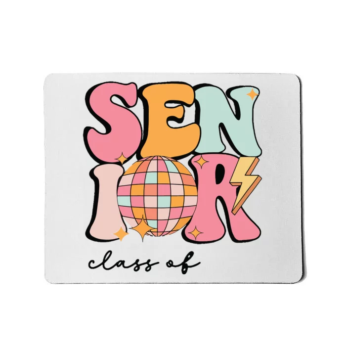 Senior 2025 Disco Ball Cute Retro Groovy Girl Mousepad