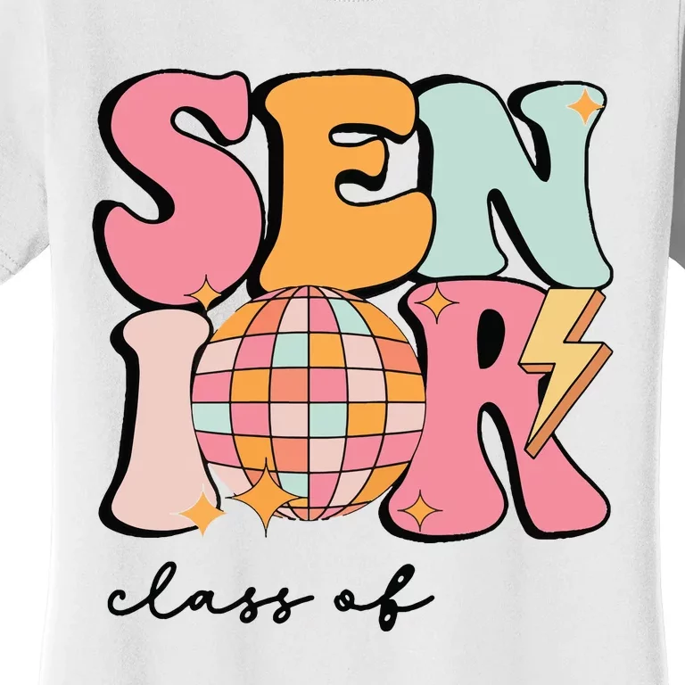 Senior 2025 Disco Ball Cute Retro Groovy Girl Women's T-Shirt