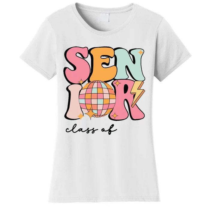 Senior 2025 Disco Ball Cute Retro Groovy Girl Women's T-Shirt