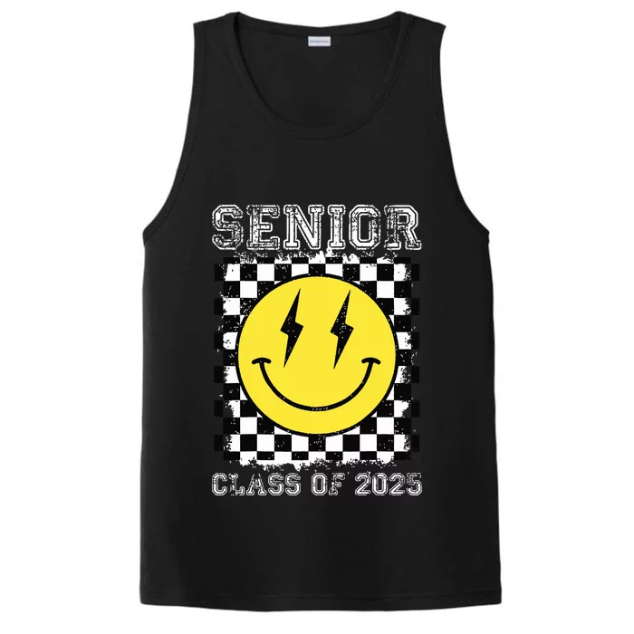 Senior 2025 Graduation Retro Happy Smile Face Class Of 2025 Performance Tank