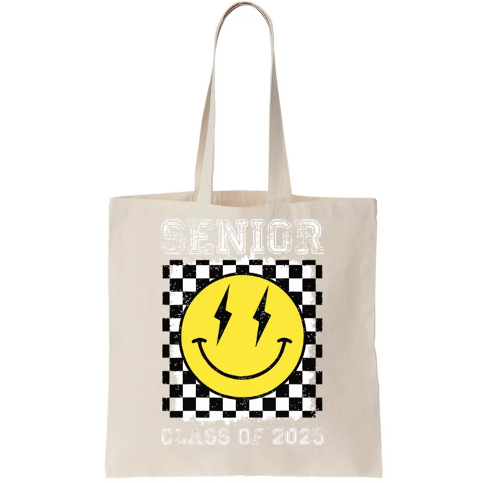 Senior 2025 Graduation Retro Happy Smile Face Class Of 2025 Tote Bag