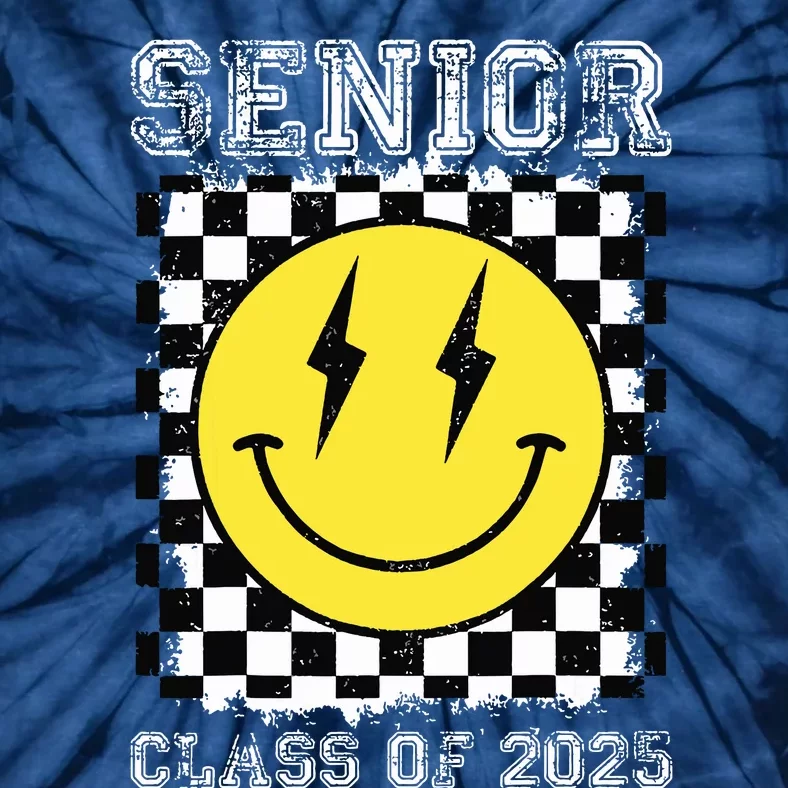 Senior 2025 Graduation Retro Happy Smile Face Class Of 2025 Tie-Dye T-Shirt