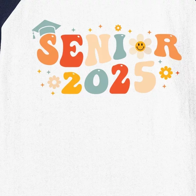 Senior 2025 Groovy Retro Senior Class Of 2025 Graduation Baseball Sleeve Shirt