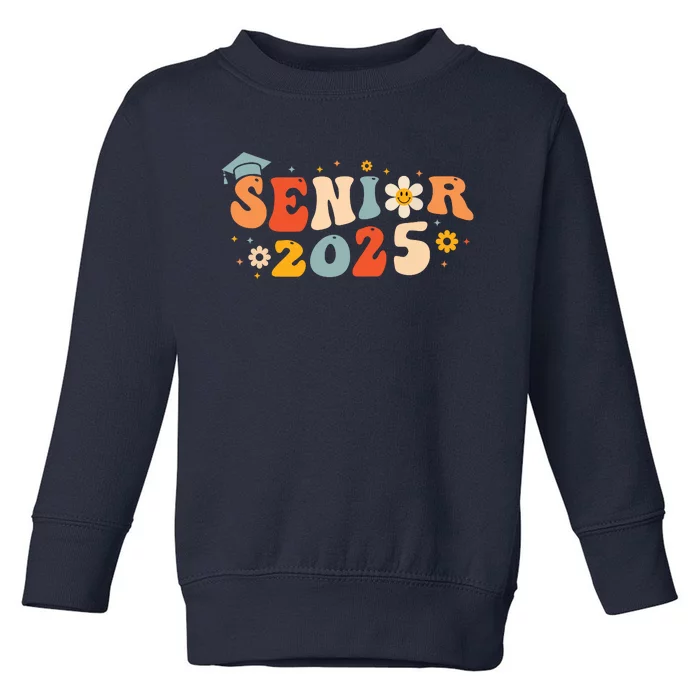 Senior 2025 Groovy Retro Senior Class Of 2025 Graduation Toddler Sweatshirt