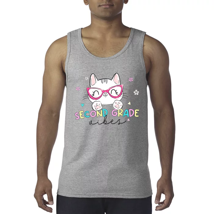 Second 2nd Grade Vibes Back To School Cute Cat For Girls Tank Top