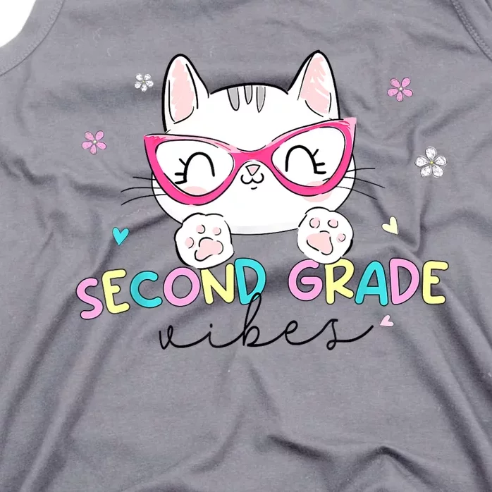 Second 2nd Grade Vibes Back To School Cute Cat For Girls Tank Top