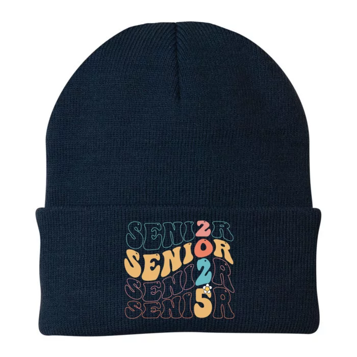 Senior 25 Graduation Class Of 2025 Cute Groovy Senior 2025 Gift Knit Cap Winter Beanie