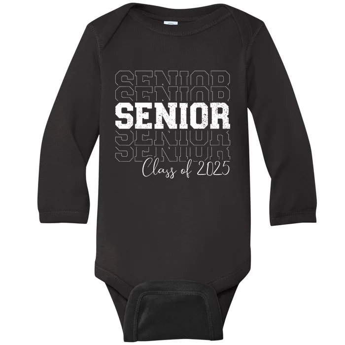 Senior 2025 Graduate College University Graduation Baby Long Sleeve Bodysuit