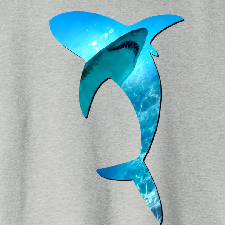 Shark 2 Lovers Silhouette Earth Day And Ocean Week Awareness Cute Gift Women's Crop Top Tee