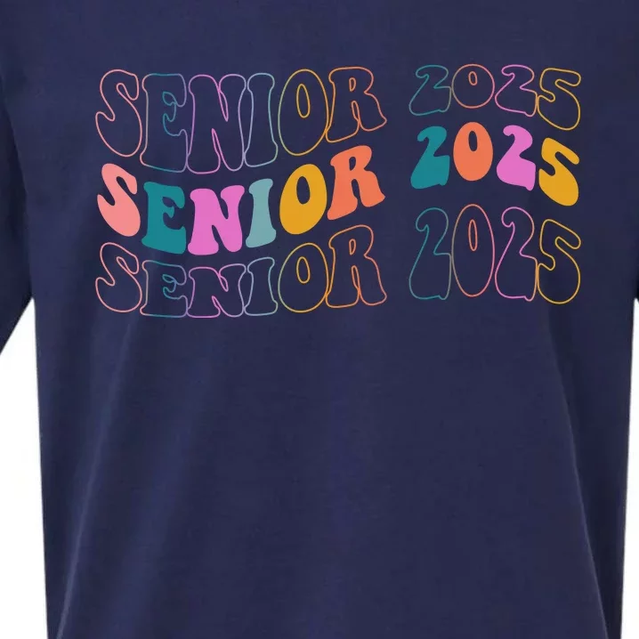 Senior 2025 Retro Class Of 2025 Seniors Graduation Sueded Cloud Jersey T-Shirt