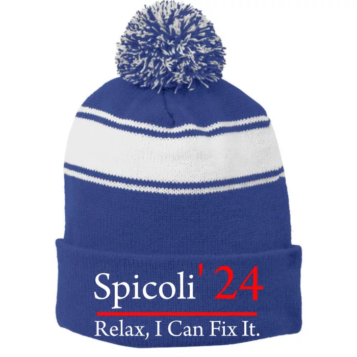 Spicoli 2024 Relax I Can Fix It Stripe Pom Pom Beanie