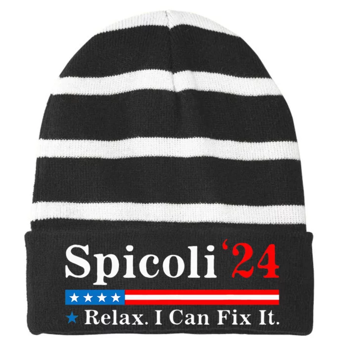 Spicoli 2024 Relax I Can Fix It Funny Striped Beanie with Solid Band