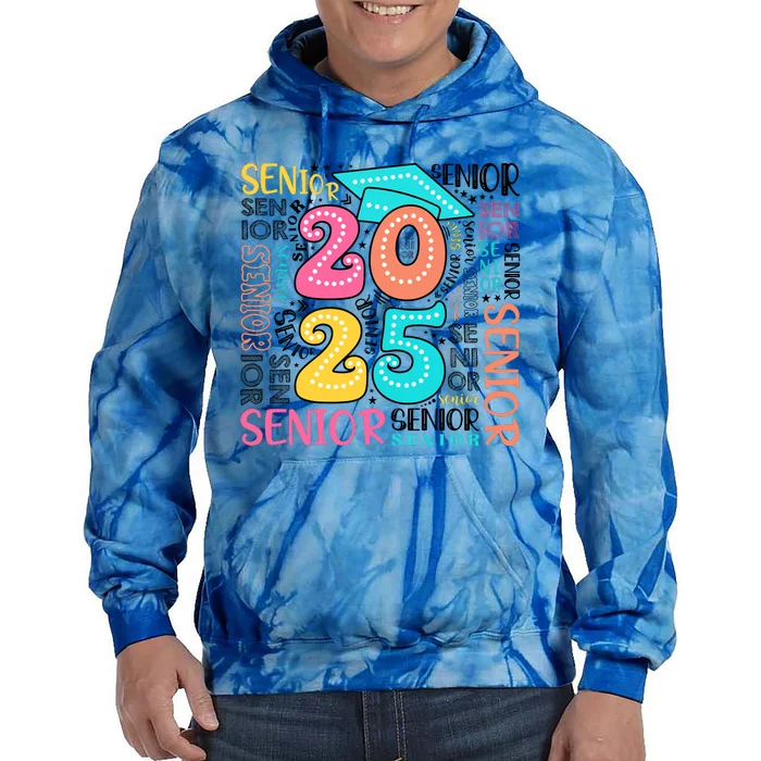 Senior 2025 Retro Graduation Tie Dye Hoodie