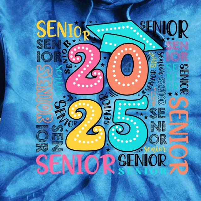 Senior 2025 Retro Graduation Tie Dye Hoodie