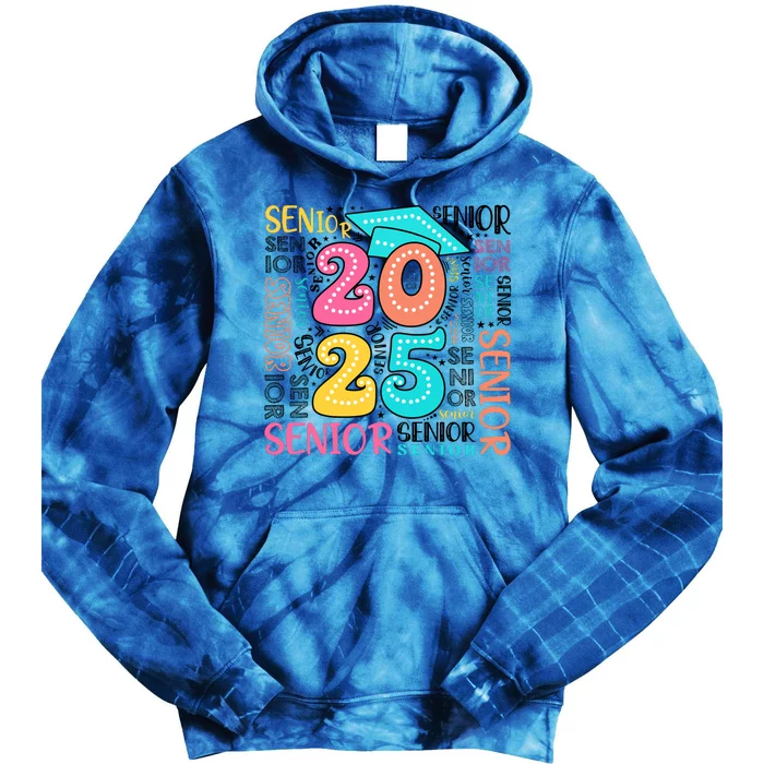 Senior 2025 Retro Graduation Tie Dye Hoodie