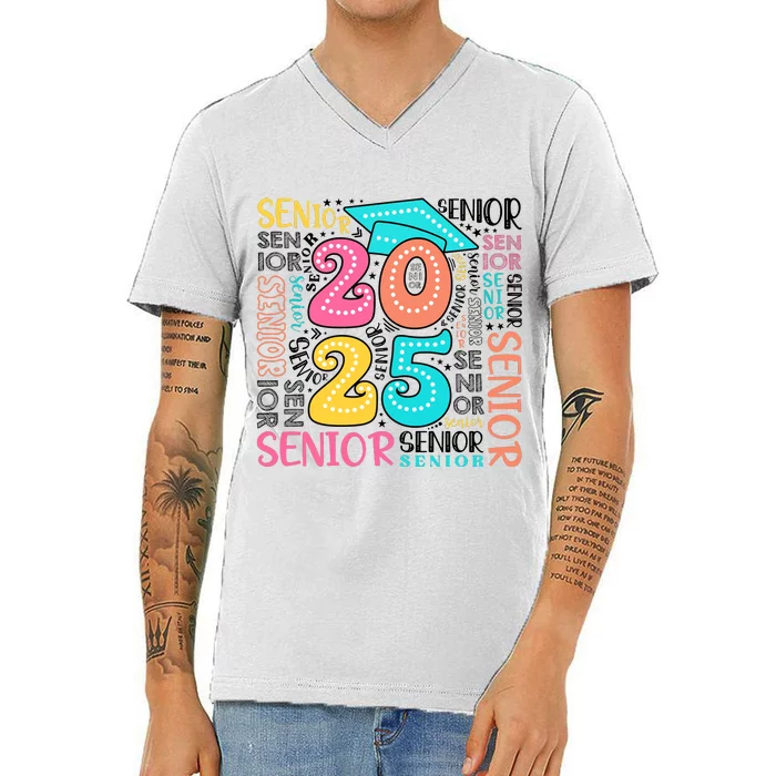 Senior 2025 Retro Graduation V-Neck T-Shirt