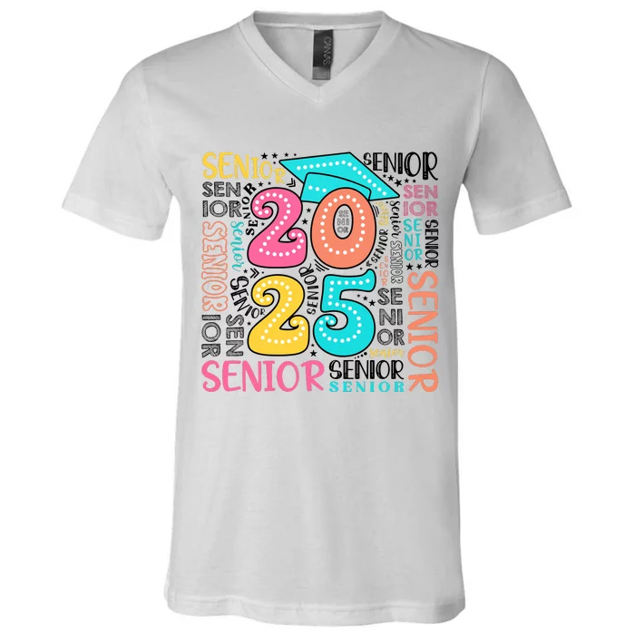 Senior 2025 Retro Graduation V-Neck T-Shirt