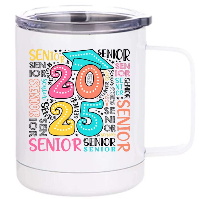 Senior 2025 Retro Graduation Front & Back 12oz Stainless Steel Tumbler Cup