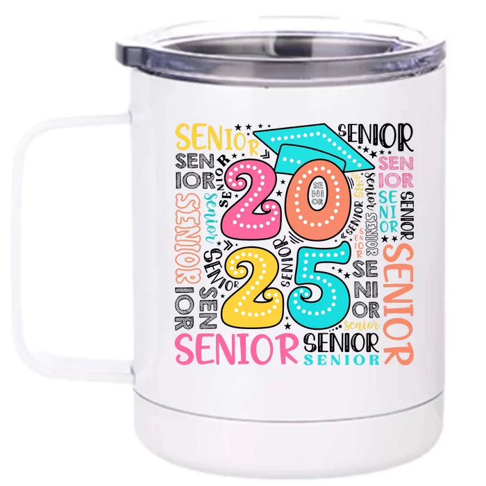 Senior 2025 Retro Graduation Front & Back 12oz Stainless Steel Tumbler Cup