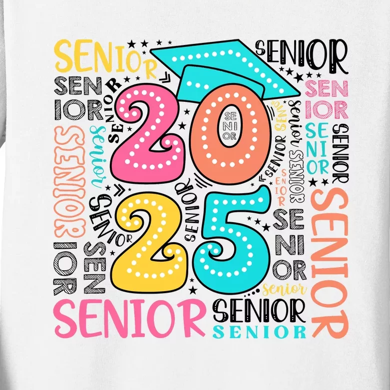 Senior 2025 Retro Graduation Kids Long Sleeve Shirt