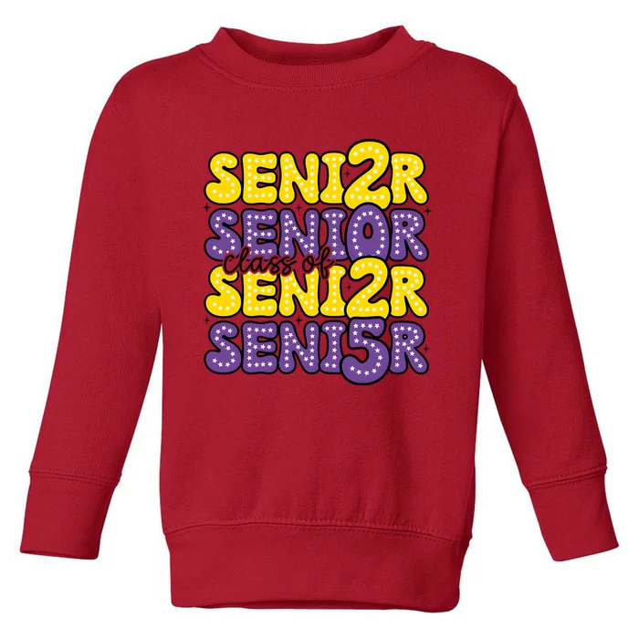 Senior 2025 Retro Graduation Class Of Senior Toddler Sweatshirt