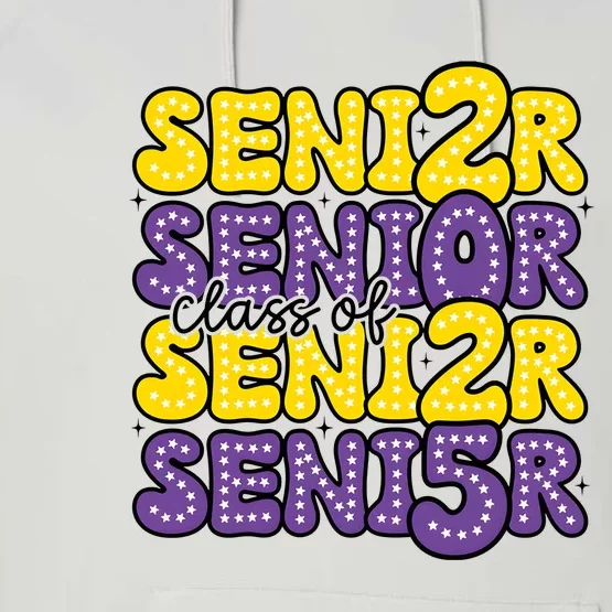 Senior 2025 Retro Graduation Class Of Senior Performance Fleece Hoodie