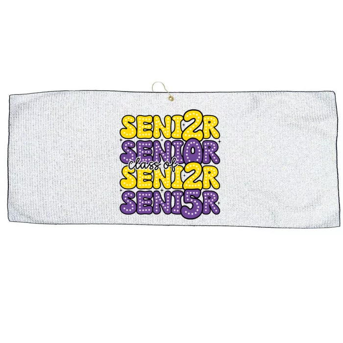 Senior 2025 Retro Graduation Class Of Senior Large Microfiber Waffle Golf Towel