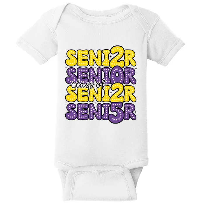 Senior 2025 Retro Graduation Class Of Senior Baby Bodysuit