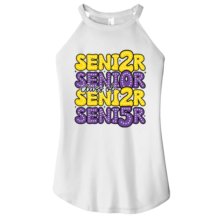 Senior 2025 Retro Graduation Class Of Senior Women’s Perfect Tri Rocker Tank