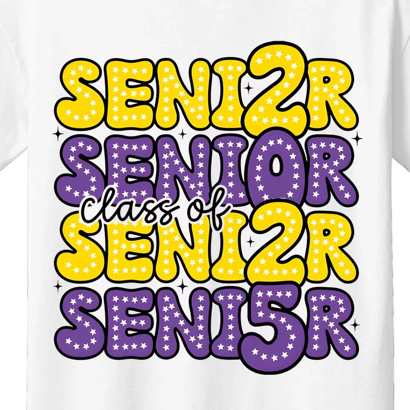 Senior 2025 Retro Graduation Class Of Senior Kids T-Shirt