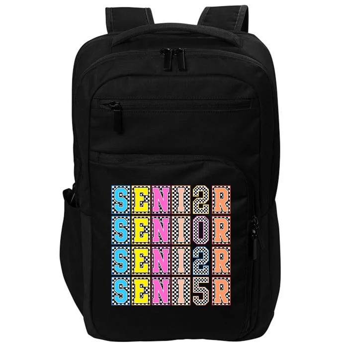 Senior 2025 Retro Checkered Impact Tech Backpack