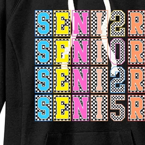 Senior 2025 Retro Checkered Women's Fleece Hoodie