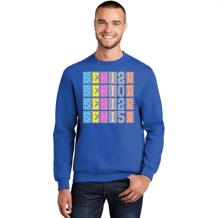 Senior 2025 Retro Checkered Tall Sweatshirt