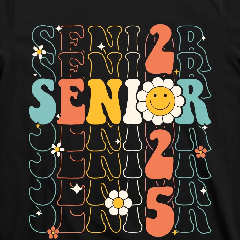 Senior 2025 Retro Groovy Class Of 2025 Graduation Senior 25 T-Shirt