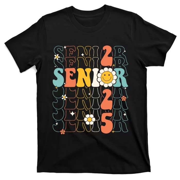 Senior 2025 Retro Groovy Class Of 2025 Graduation Senior 25 T-Shirt