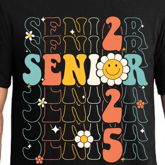 Senior 2025 Retro Groovy Class Of 2025 Graduation Senior 25 Pajama Set