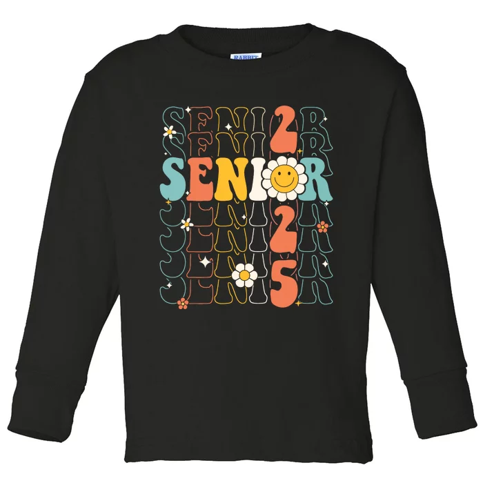 Senior 2025 Retro Groovy Class Of 2025 Graduation Senior 25 Toddler Long Sleeve Shirt