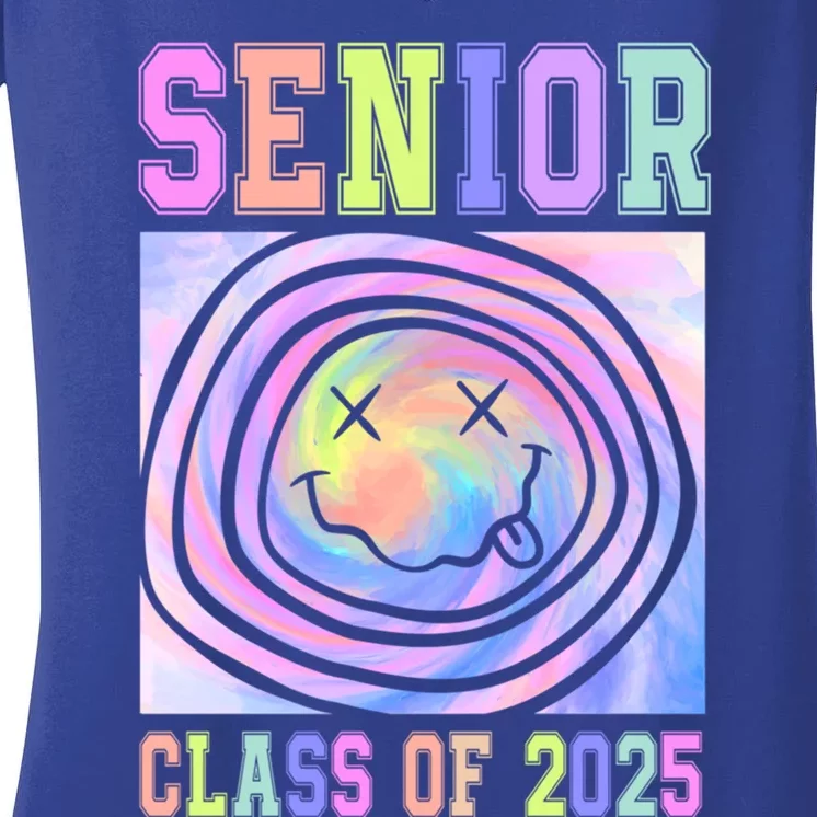 Senior 2025 Tie Dye Graduation Class Of 2025 Graduate Gift Women's V-Neck T-Shirt