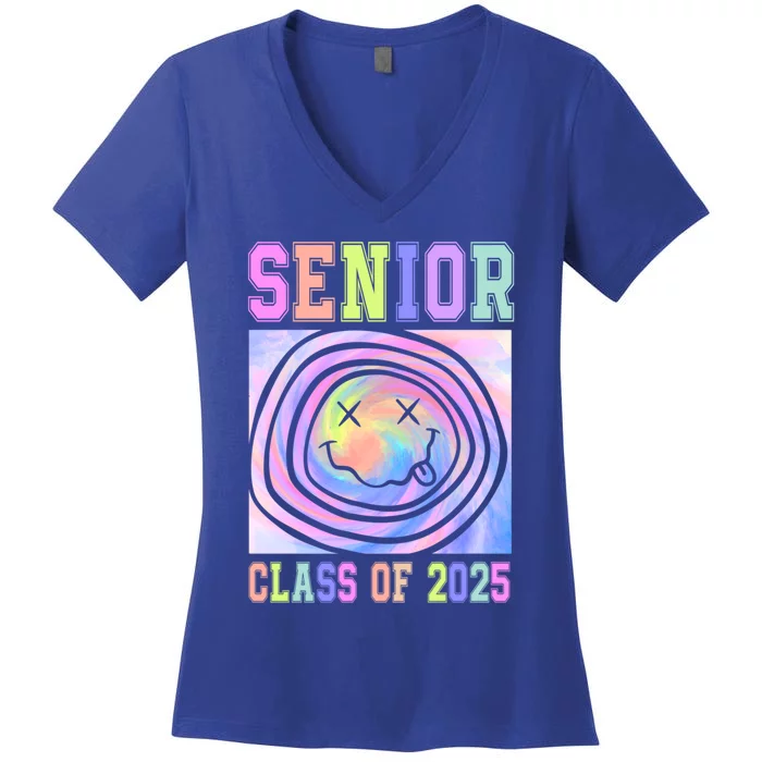 Senior 2025 Tie Dye Graduation Class Of 2025 Graduate Gift Women's V-Neck T-Shirt