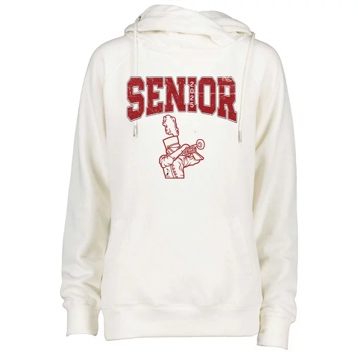 Senior 25 Trumpet Player Marching Band Member Class Of 2025 Gift Womens Funnel Neck Pullover Hood