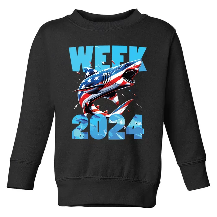 Shark 2024 Week Passion For Shark Usa America Flag Toddler Sweatshirt