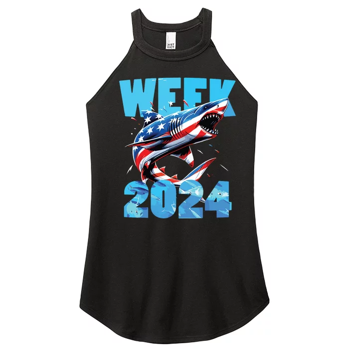 Shark 2024 Week Passion For Shark Usa America Flag Women’s Perfect Tri Rocker Tank