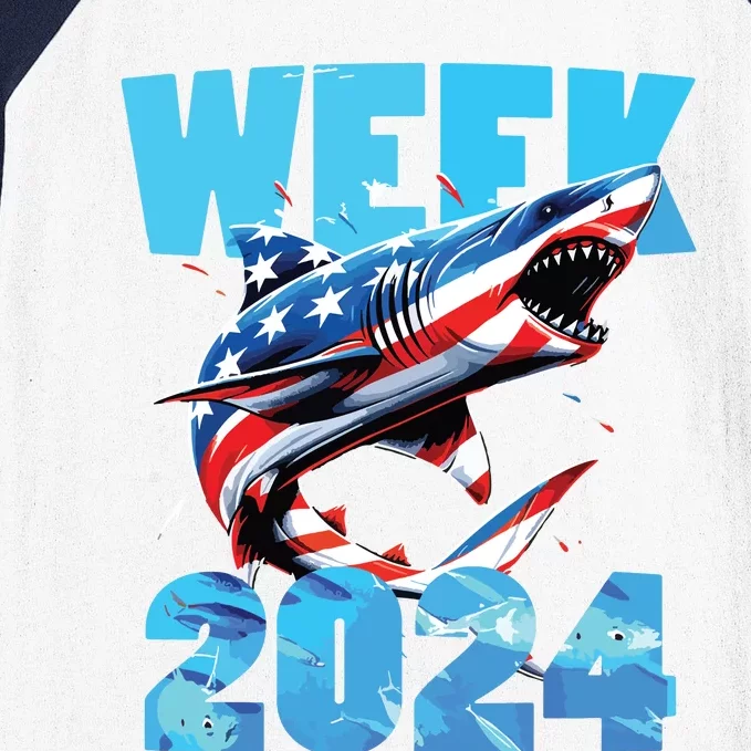 Shark 2024 Week Passion For Shark Usa America Flag Baseball Sleeve Shirt