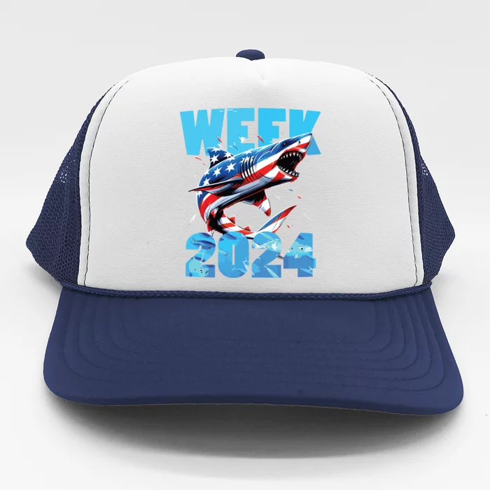 Shark 2024 Week Passion For Shark Usa America Flag Trucker Hat