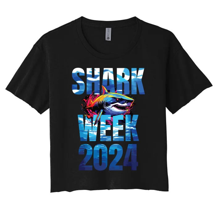 Shark 2024 Week Passion For Shark Lover Ocean Wildlife Women's Crop Top Tee