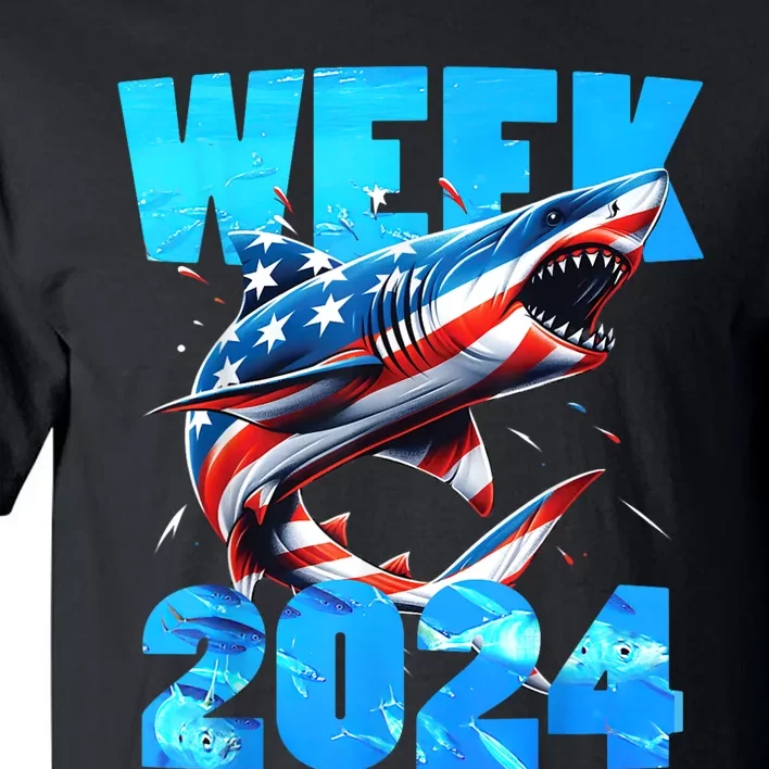 Shark 2024 Week Passion For Shark Usa America Flag Tall T-Shirt