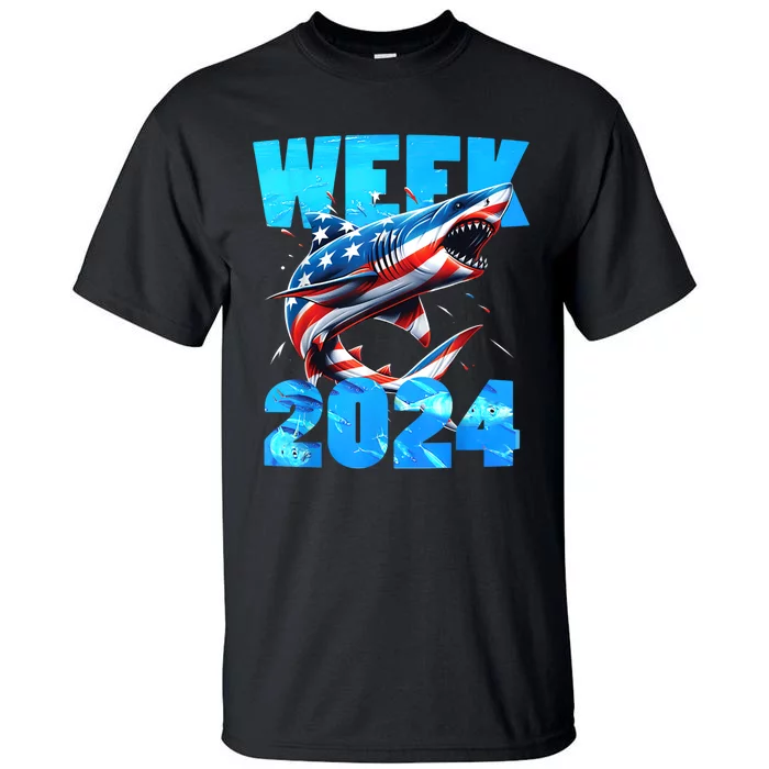 Shark 2024 Week Passion For Shark Usa America Flag Tall T-Shirt